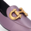 Loafer Roxo Couro Básico Enfeite Escovado