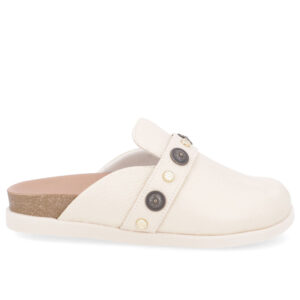 Mule Bege Bico Redondo Enfeites