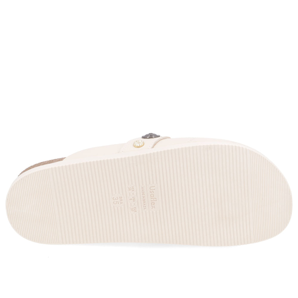 Mule Bege Bico Redondo Enfeites