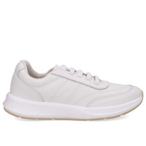 Tênis Couro Branco Casual Cadarço