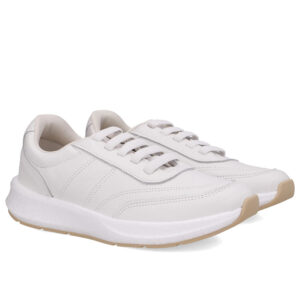 Tênis Couro Branco Casual Cadarço