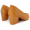 Peep Toe Salto Bloco Couro Marrom Bico Fino