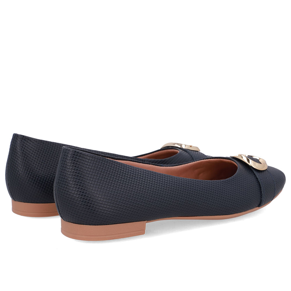 Sapatilha Azul Couro Salto Rasteiro