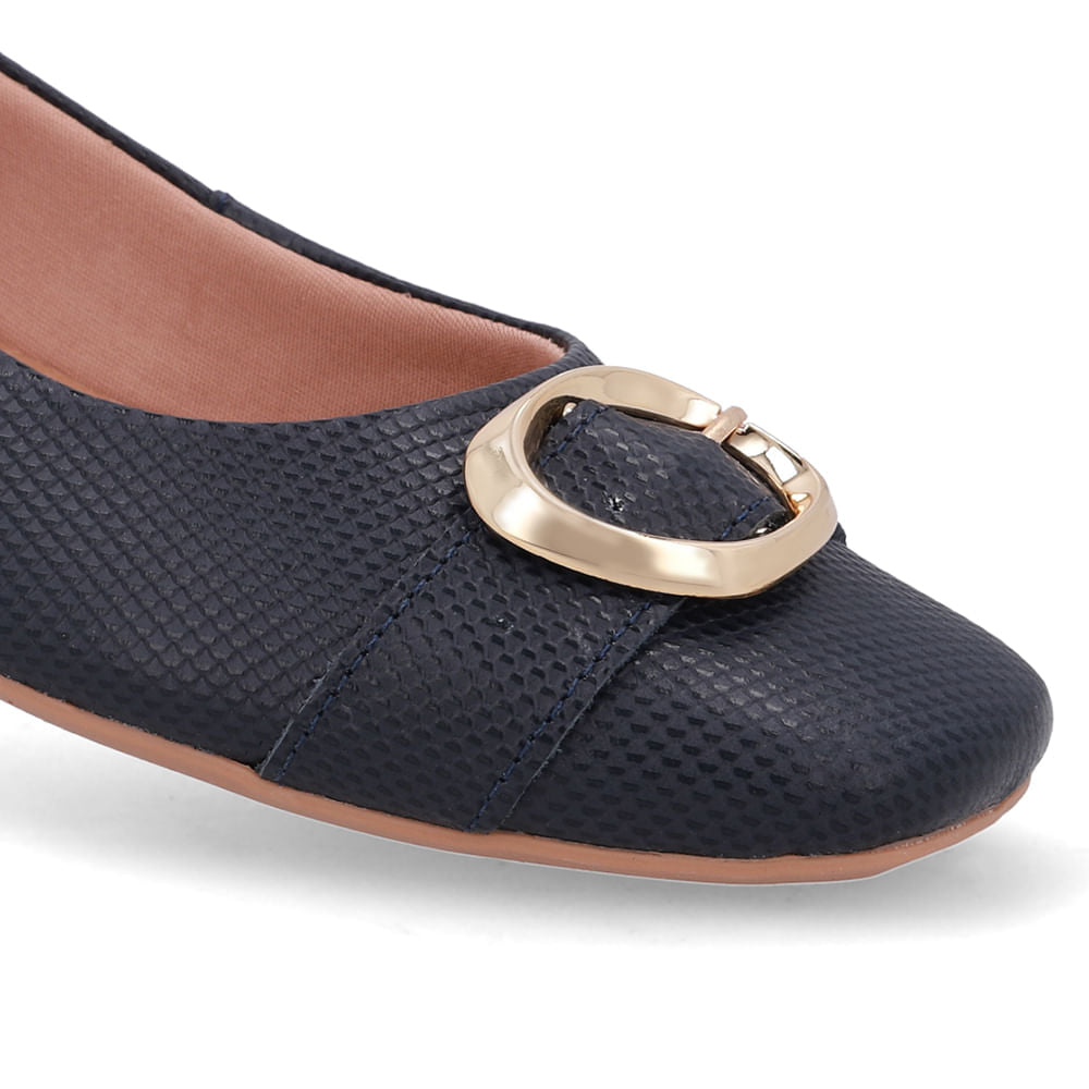 Sapatilha Azul Couro Salto Rasteiro