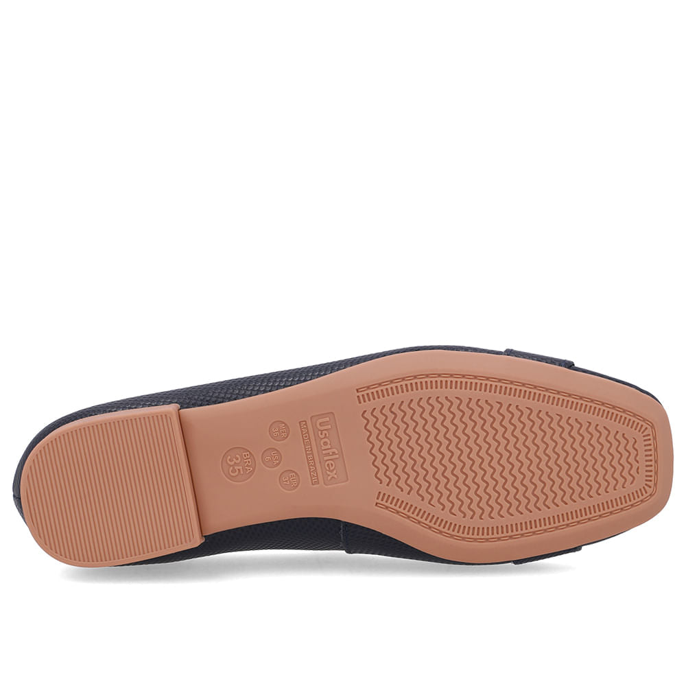 Sapatilha Azul Couro Salto Rasteiro