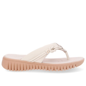 Chinelo Branco Marfim Couro Tira Enfeite