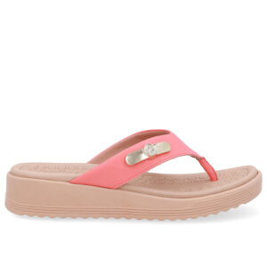 Chinelo Salto Baixo Couro Laranja